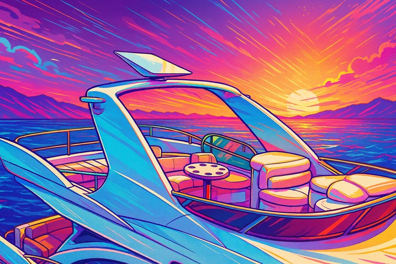 Antenne Starlink sur un bateau en pleine mer